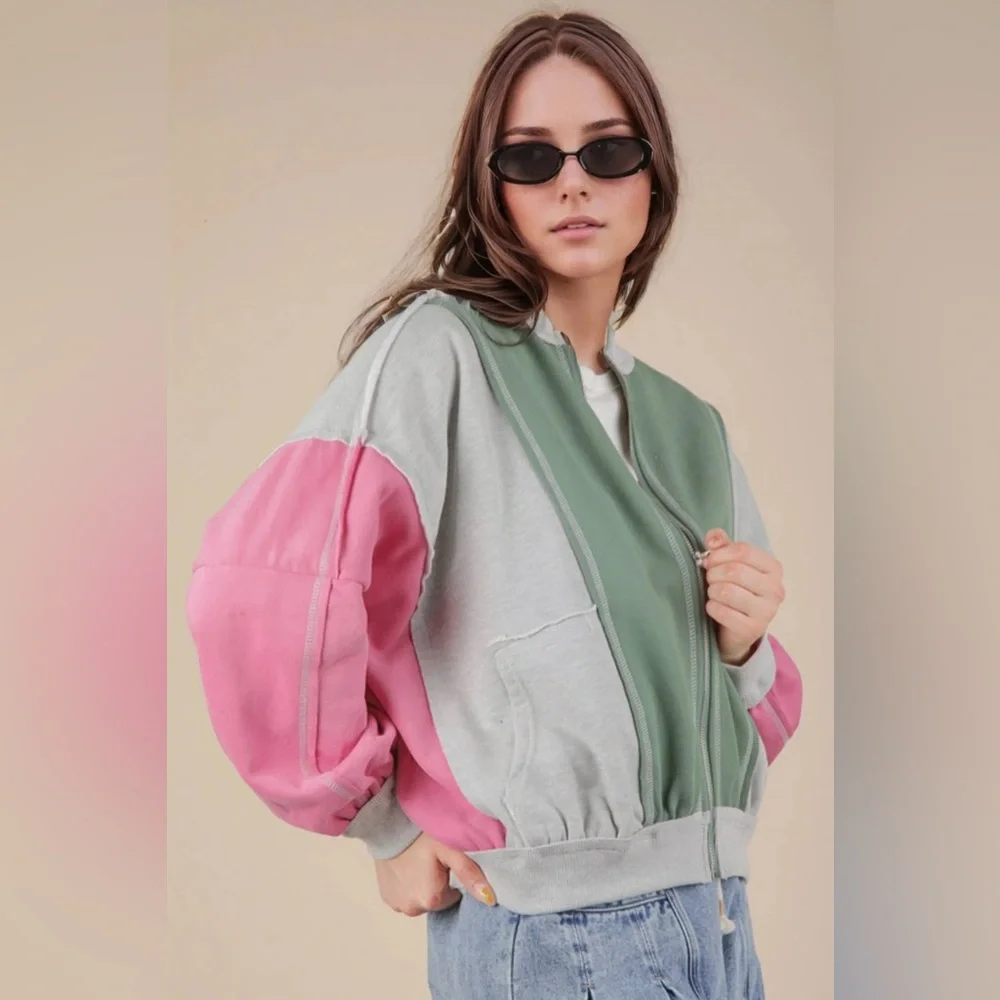 Colorblock Zip-Up Jacket - Picture 4 of 9